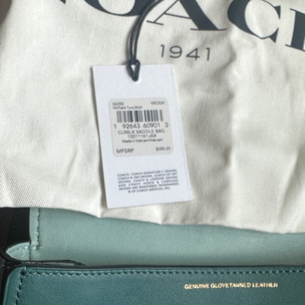 Coach color block Teal Saddle Crossbody Bag with Blue Accents - Picture 8 of 12
